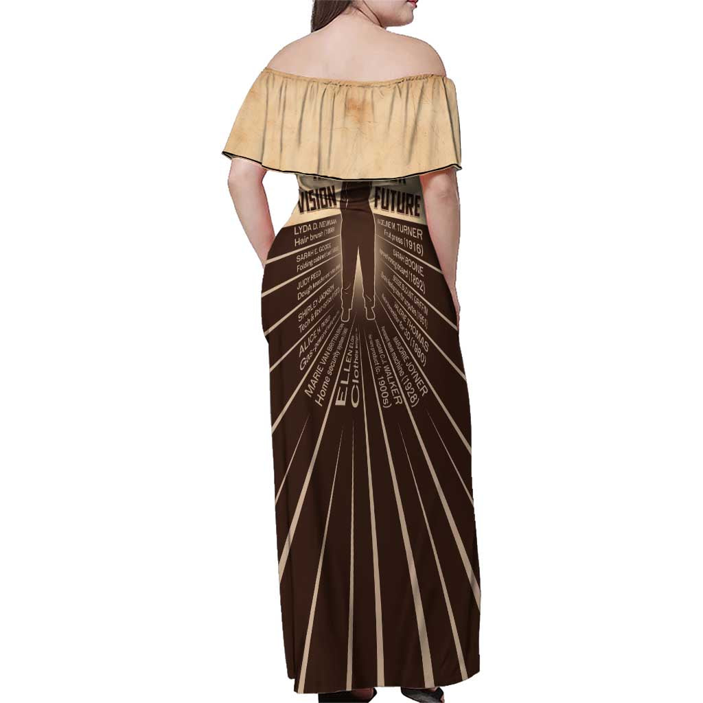 Her Vision Our Future Family Matching Off Shoulder Maxi Dress and Hawaiian Shirt African Influential Black Women Inventors and Pioneers - Wonder Print Shop