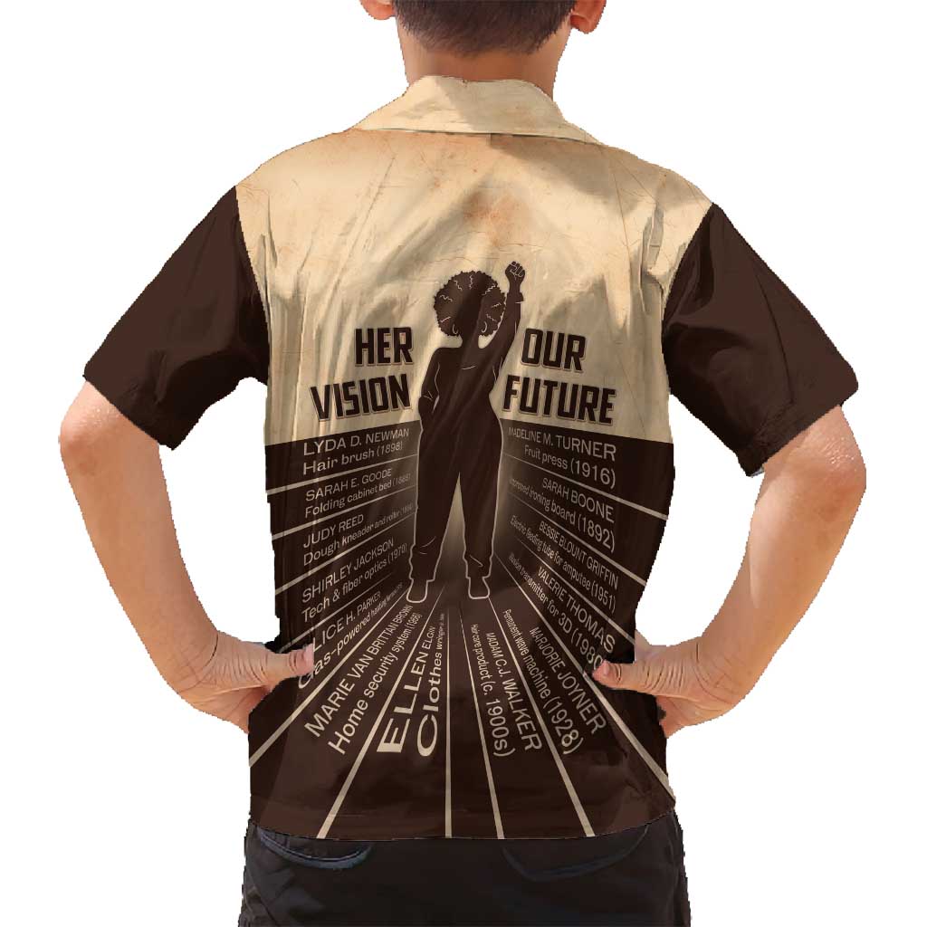 Her Vision Our Future Family Matching Off Shoulder Short Dress and Hawaiian Shirt African Influential Black Women Inventors and Pioneers - Wonder Print Shop