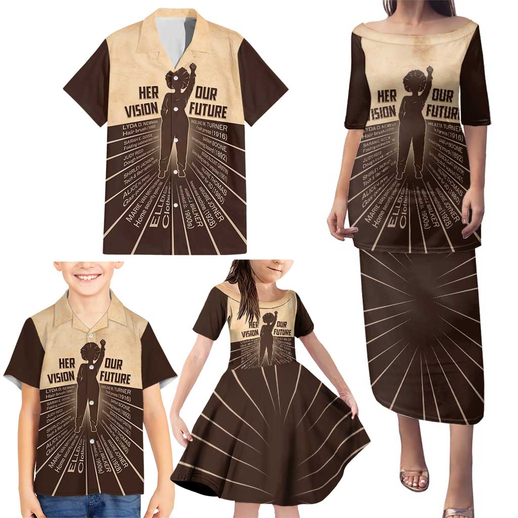 Her Vision Our Future Family Matching Puletasi and Hawaiian Shirt African Influential Black Women Inventors and Pioneers - Wonder Print Shop