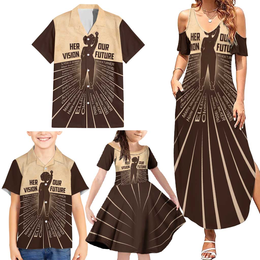 Her Vision Our Future Family Matching Summer Maxi Dress and Hawaiian Shirt African Influential Black Women Inventors and Pioneers - Wonder Print Shop