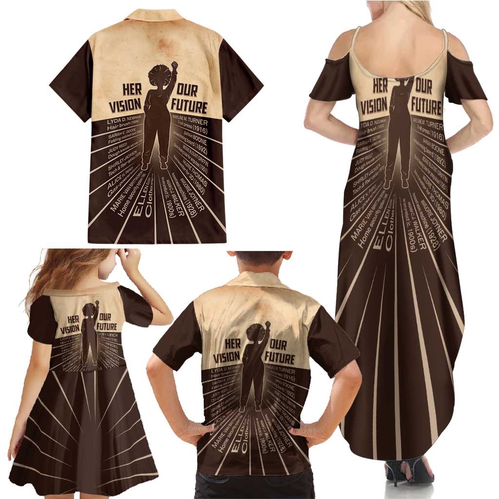Her Vision Our Future Family Matching Summer Maxi Dress and Hawaiian Shirt African Influential Black Women Inventors and Pioneers - Wonder Print Shop