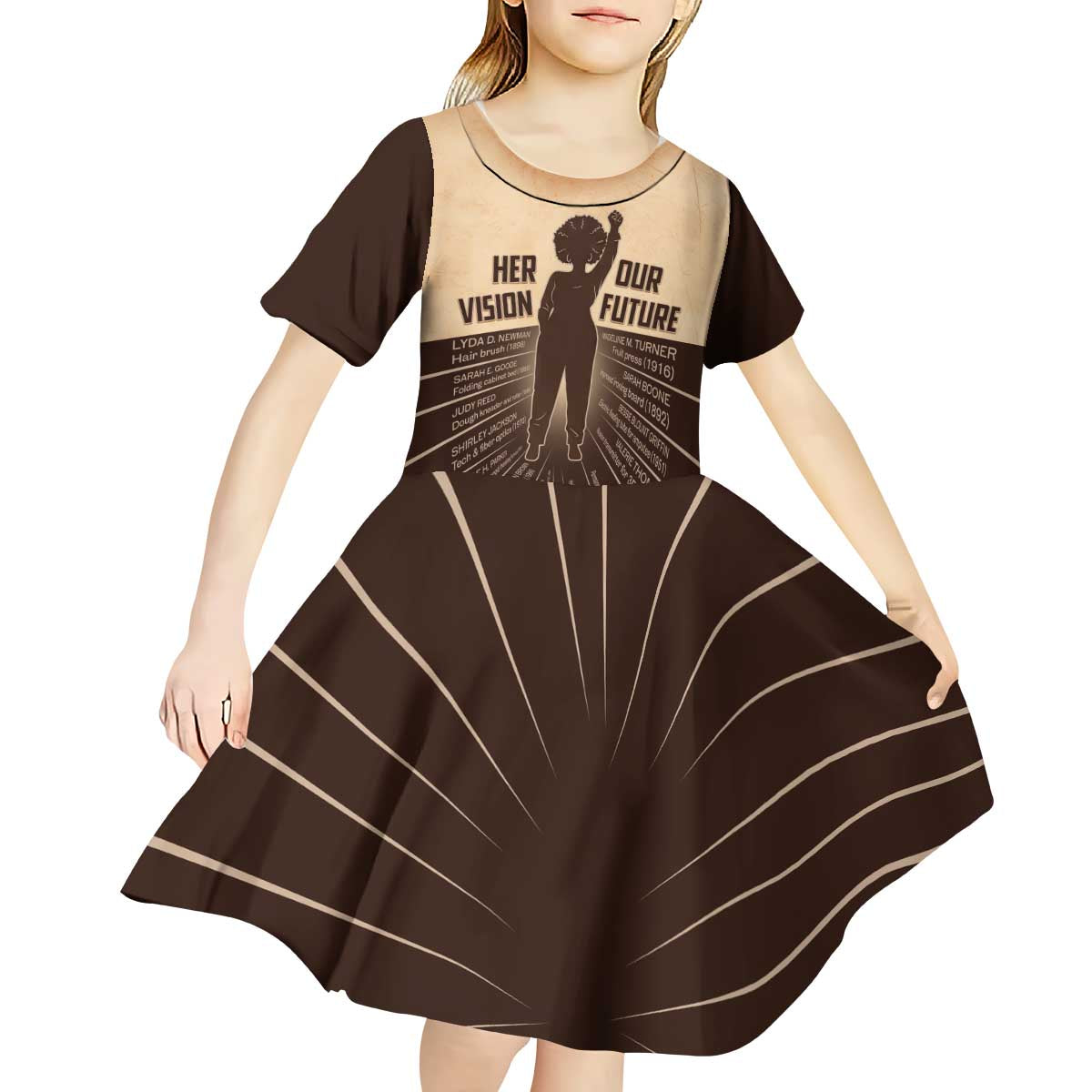 Her Vision Our Future Kid Short Sleeve Dress African Influential Black Women Inventors and Pioneers - Wonder Print Shop