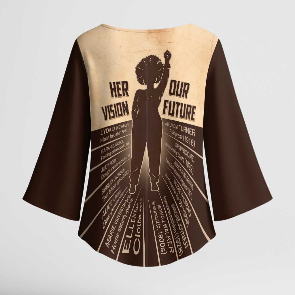 Her Vision Our Future Kimono Sleeve Blouse African Influential Black Women Inventors and Pioneers - Wonder Print Shop