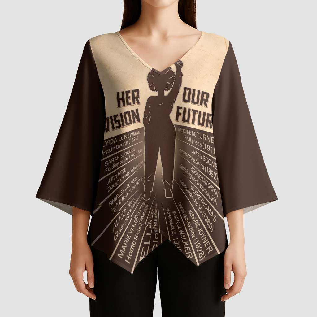 Her Vision Our Future Kimono Sleeve Blouse African Influential Black Women Inventors and Pioneers - Wonder Print Shop