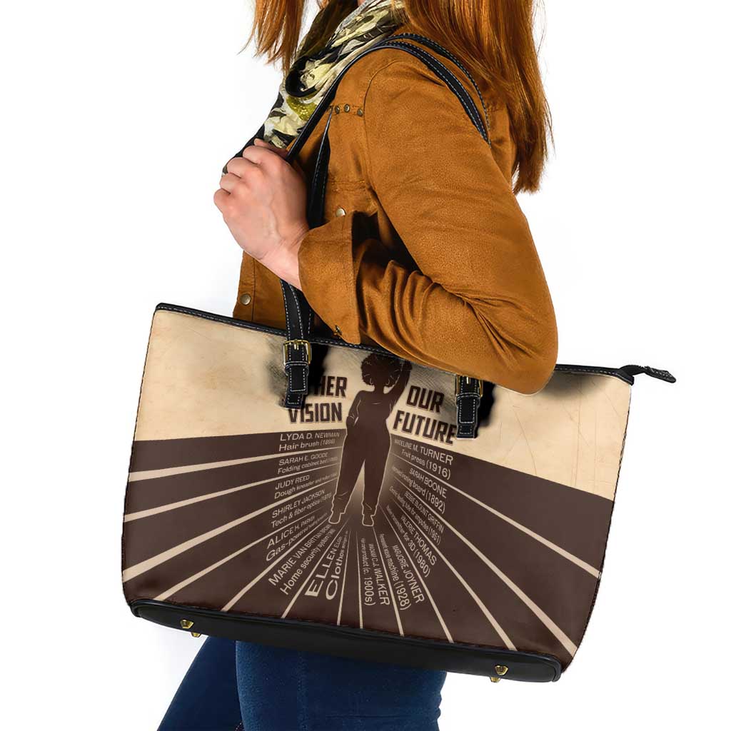 Her Vision Our Future Leather Tote Bag African Influential Black Women Inventors and Pioneers - Wonder Print Shop