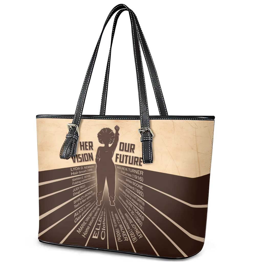 Her Vision Our Future Leather Tote Bag African Influential Black Women Inventors and Pioneers - Wonder Print Shop