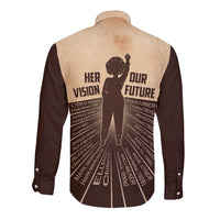 Her Vision Our Future Long Sleeve Button Shirt African Influential Black Women Inventors and Pioneers - Wonder Print Shop