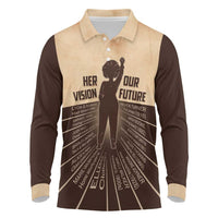 Her Vision Our Future Long Sleeve Polo Shirt African Influential Black Women Inventors and Pioneers - Wonder Print Shop