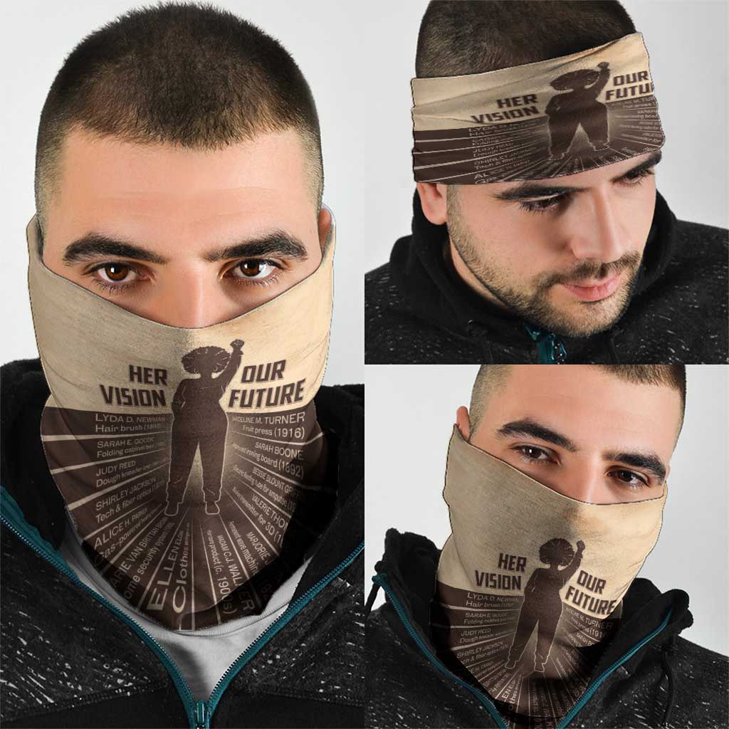 Her Vision Our Future Neck Gaiter African Influential Black Women Inventors and Pioneers - Wonder Print Shop