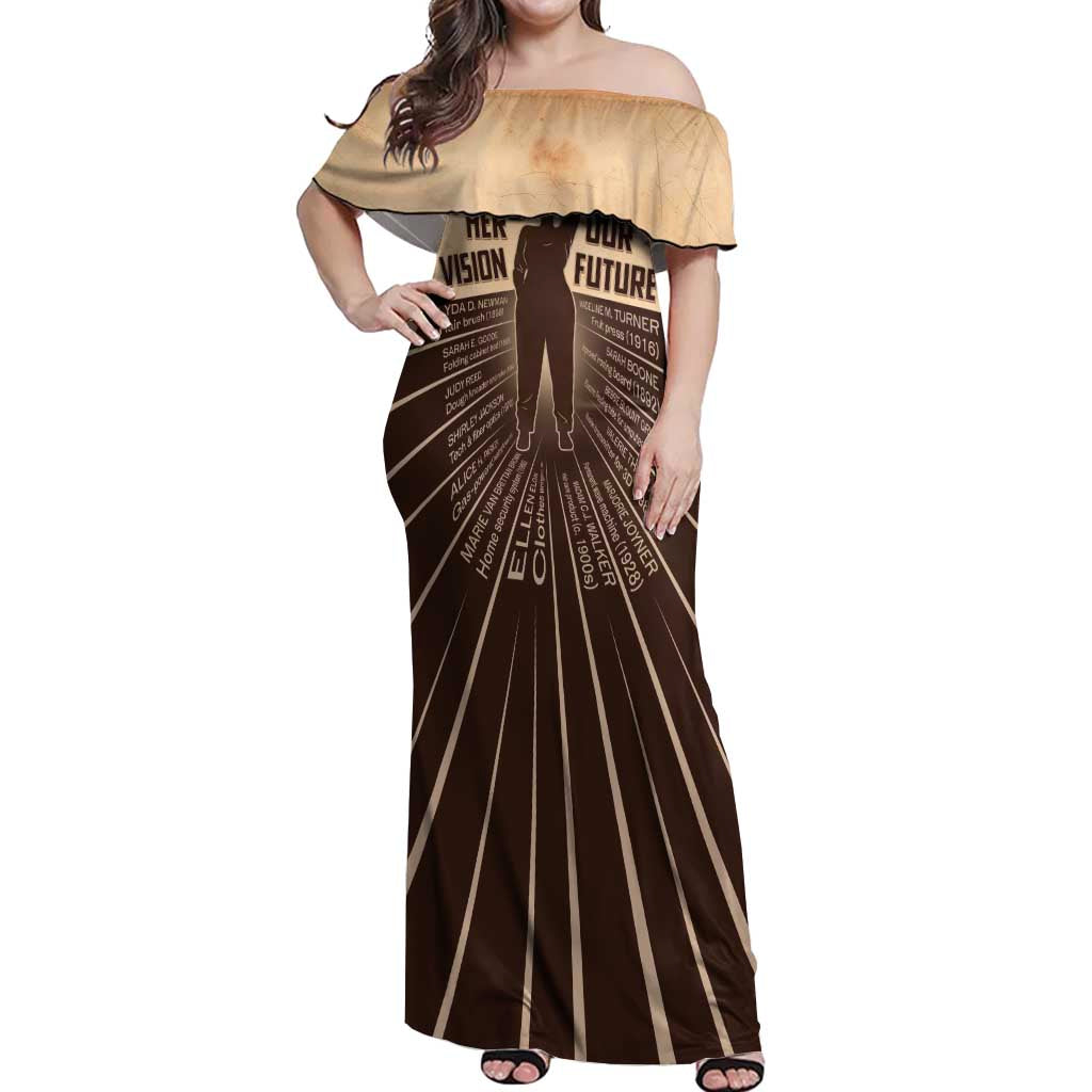 Her Vision Our Future Off Shoulder Maxi Dress African Influential Black Women Inventors and Pioneers - Wonder Print Shop