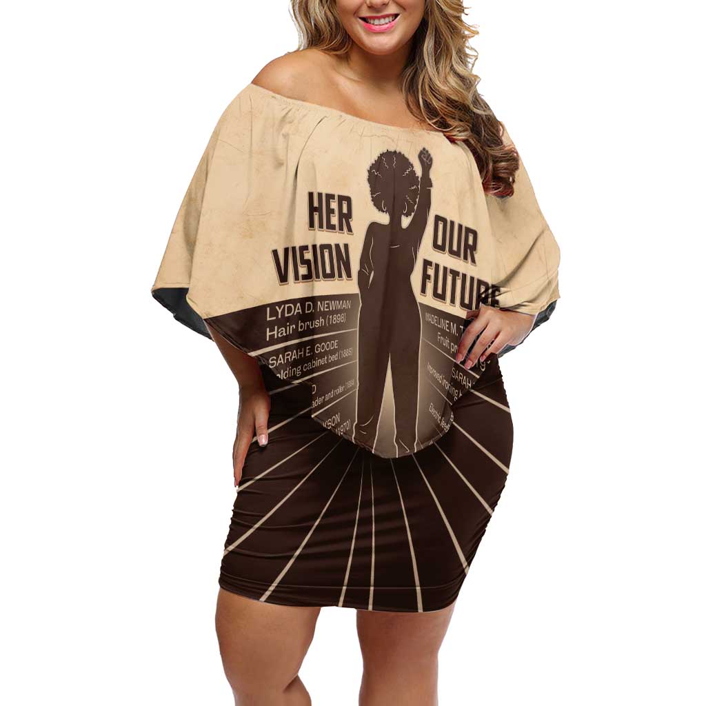 Her Vision Our Future Off Shoulder Short Dress African Influential Black Women Inventors and Pioneers - Wonder Print Shop
