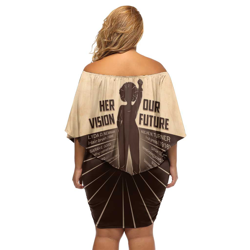 Her Vision Our Future Off Shoulder Short Dress African Influential Black Women Inventors and Pioneers - Wonder Print Shop