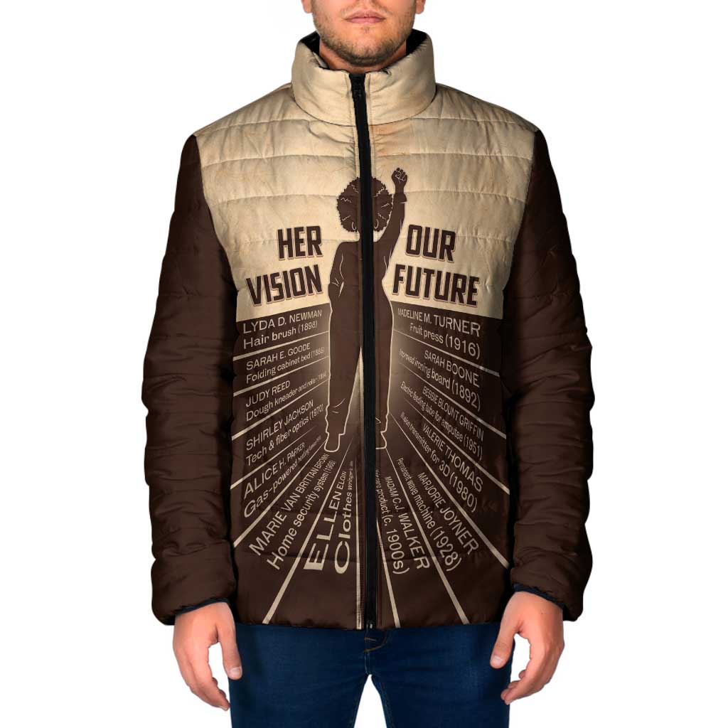 Her Vision Our Future Padded Jacket African Influential Black Women Inventors and Pioneers - Wonder Print Shop