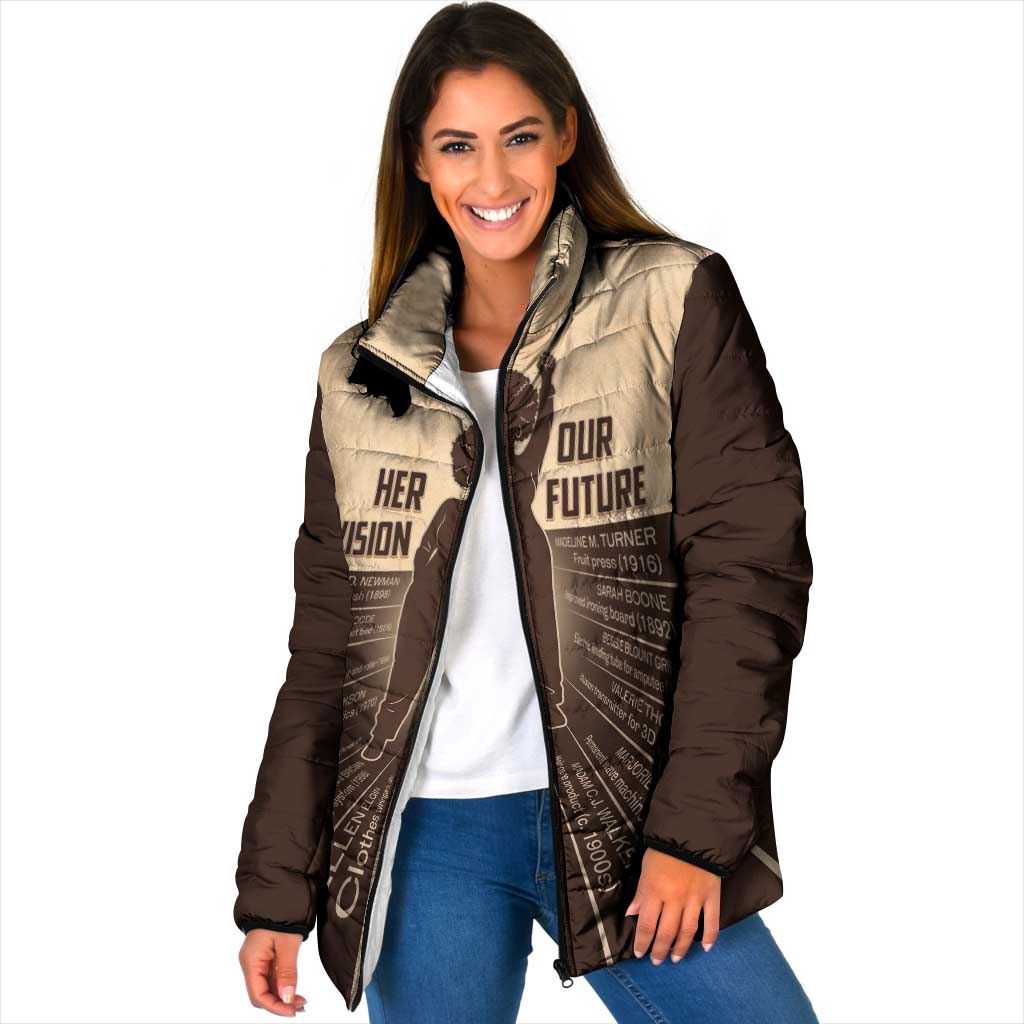 Her Vision Our Future Padded Jacket African Influential Black Women Inventors and Pioneers - Wonder Print Shop