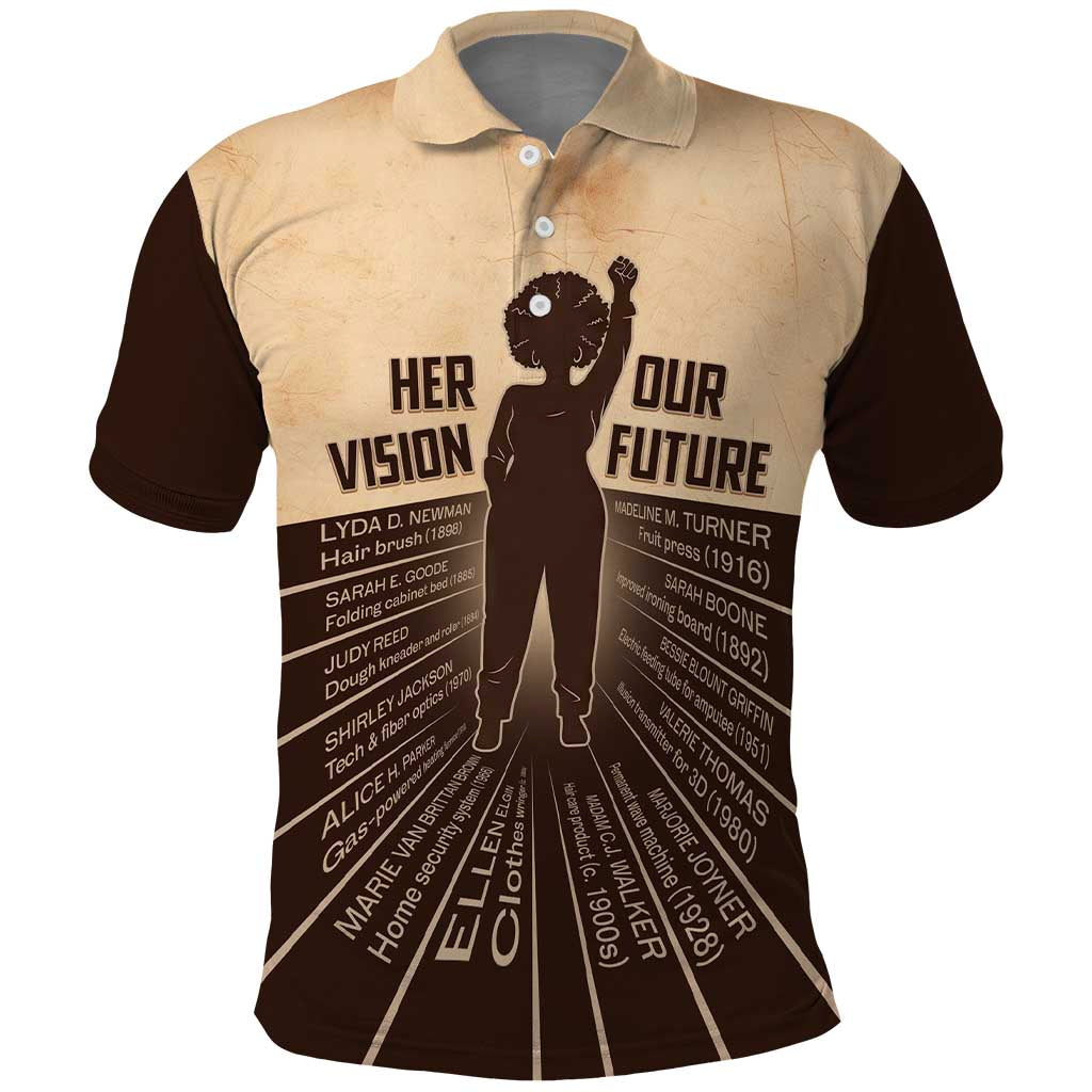 Her Vision Our Future Polo Shirt African Influential Black Women Inventors and Pioneers - Wonder Print Shop