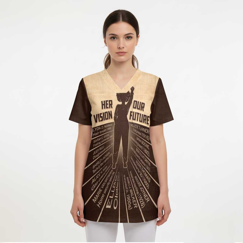 Her Vision Our Future Scrub Top African Influential Black Women Inventors and Pioneers - Wonder Print Shop