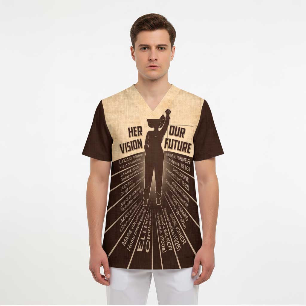 Her Vision Our Future Scrub Top African Influential Black Women Inventors and Pioneers - Wonder Print Shop