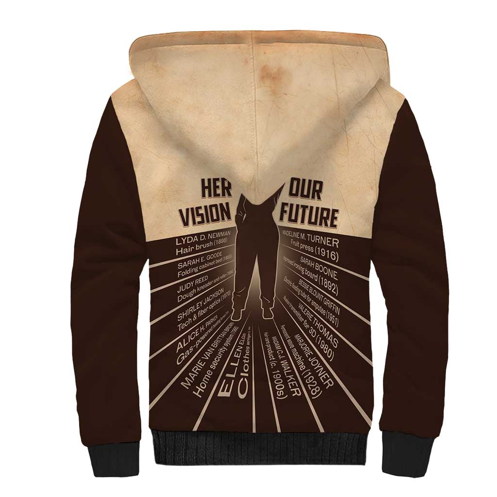Her Vision Our Future Sherpa Hoodie African Influential Black Women Inventors and Pioneers - Wonder Print Shop