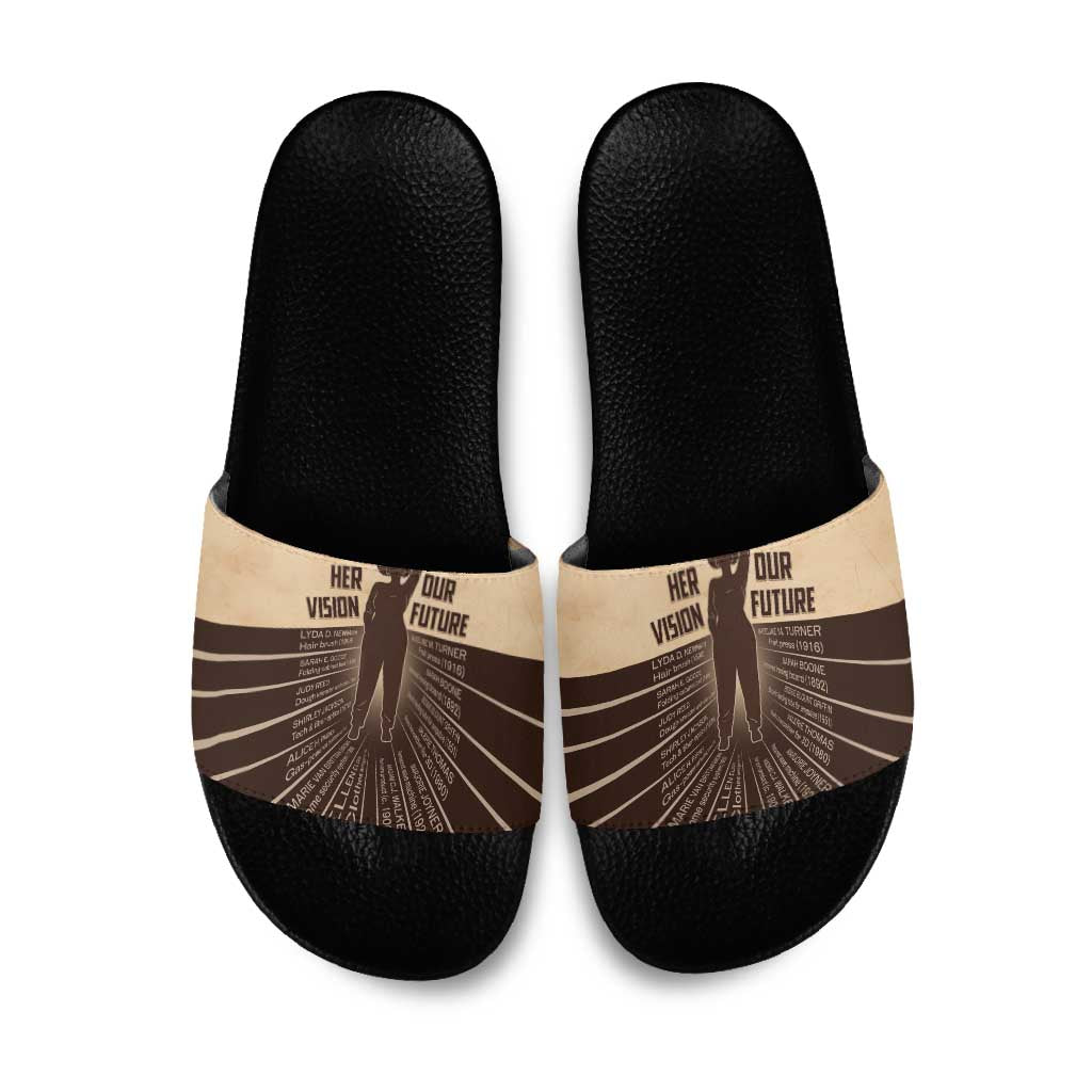 Her Vision Our Future Slide Sandals African Influential Black Women Inventors and Pioneers - Wonder Print Shop