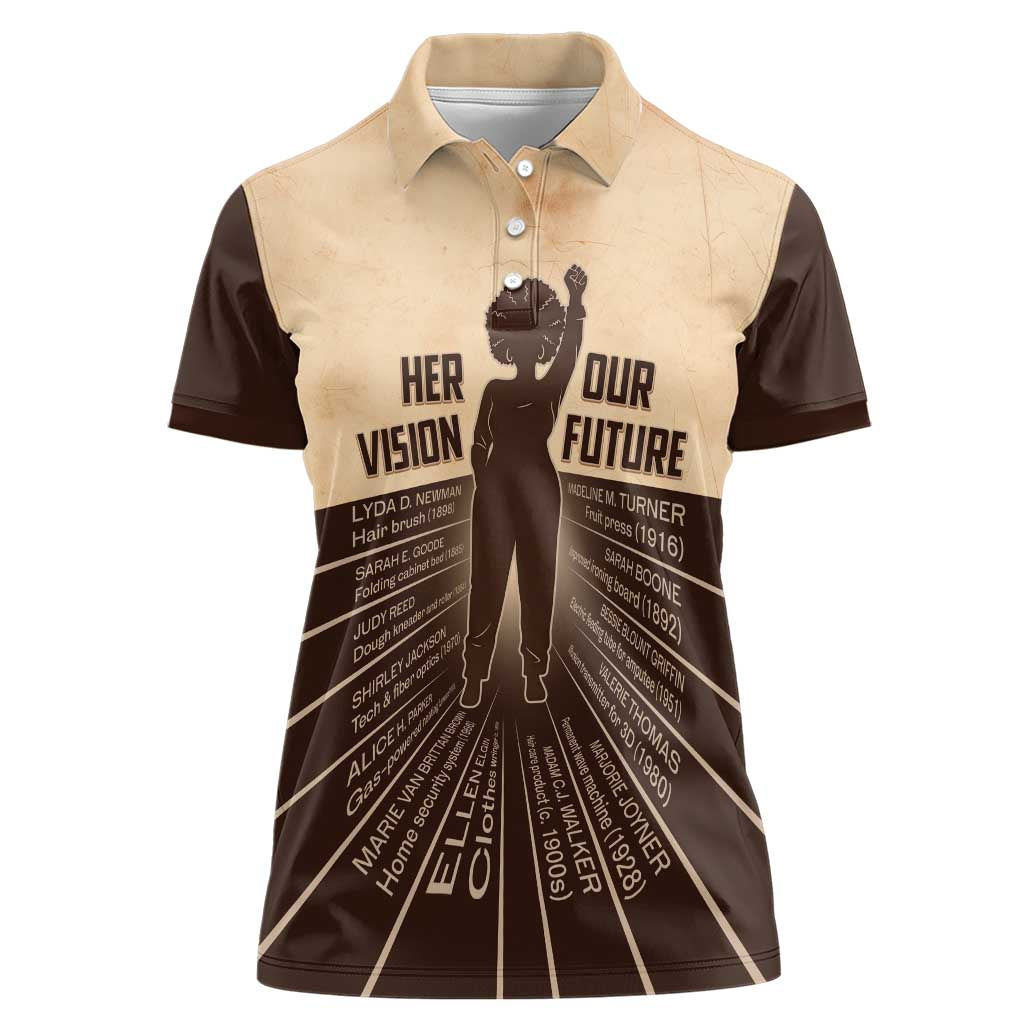 Her Vision Our Future Women Polo Shirt African Influential Black Women Inventors and Pioneers - Wonder Print Shop