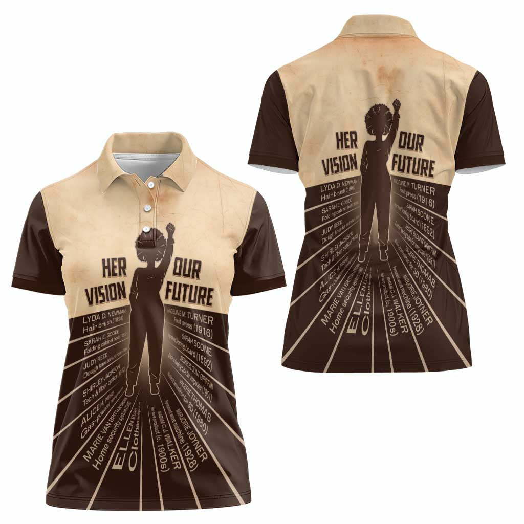 Her Vision Our Future Women Polo Shirt African Influential Black Women Inventors and Pioneers - Wonder Print Shop
