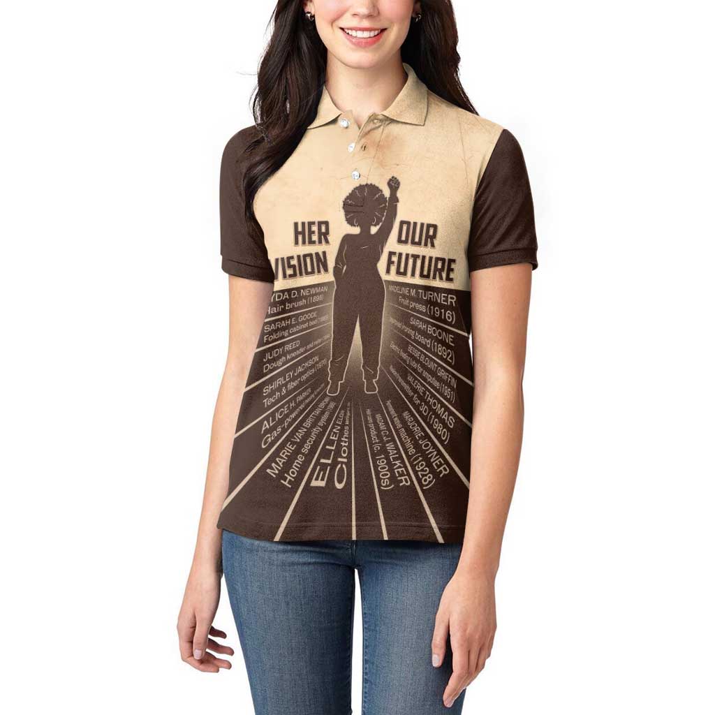 Her Vision Our Future Women Polo Shirt African Influential Black Women Inventors and Pioneers - Wonder Print Shop