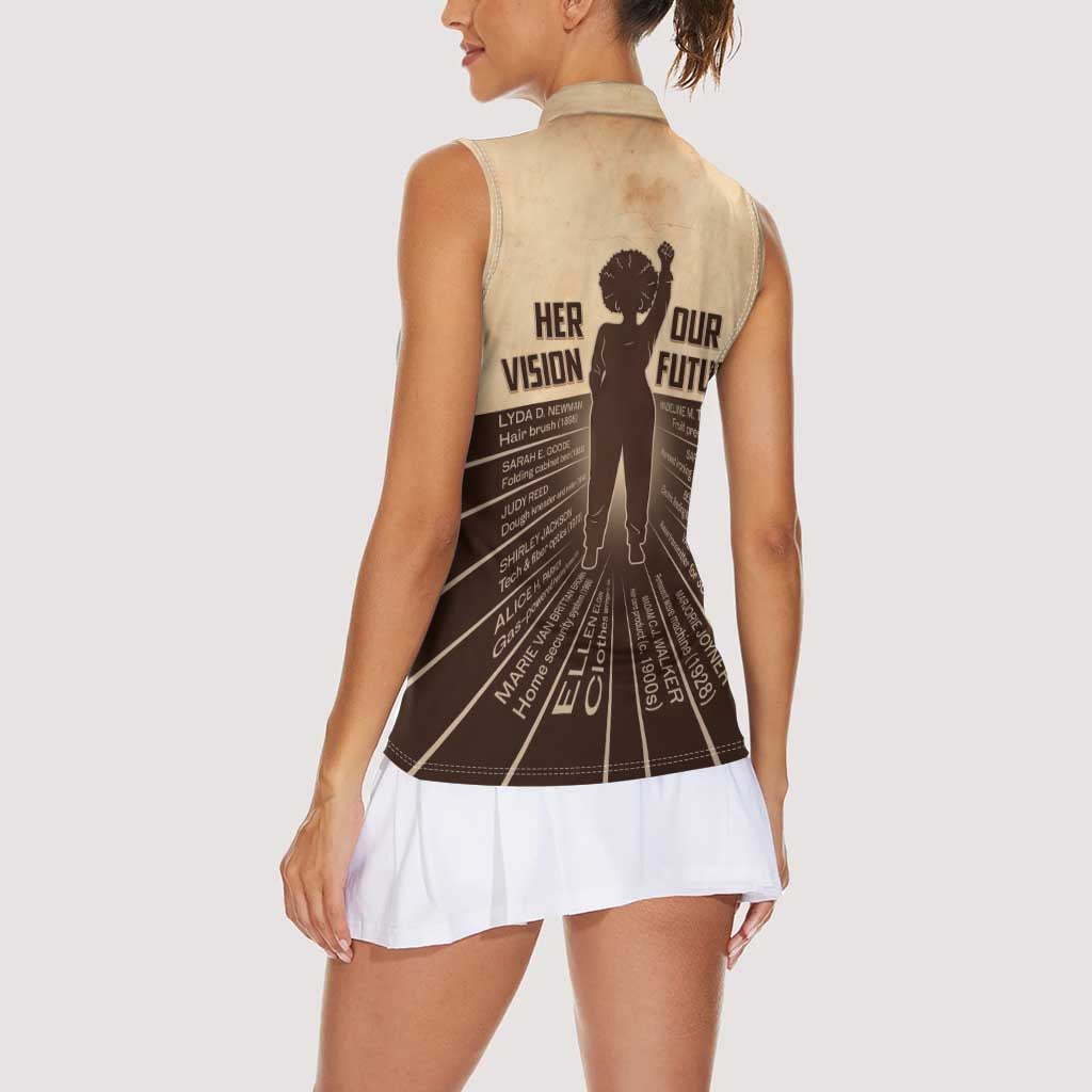 Her Vision Our Future Women Sleeveless Polo Shirt African Influential Black Women Inventors and Pioneers - Wonder Print Shop
