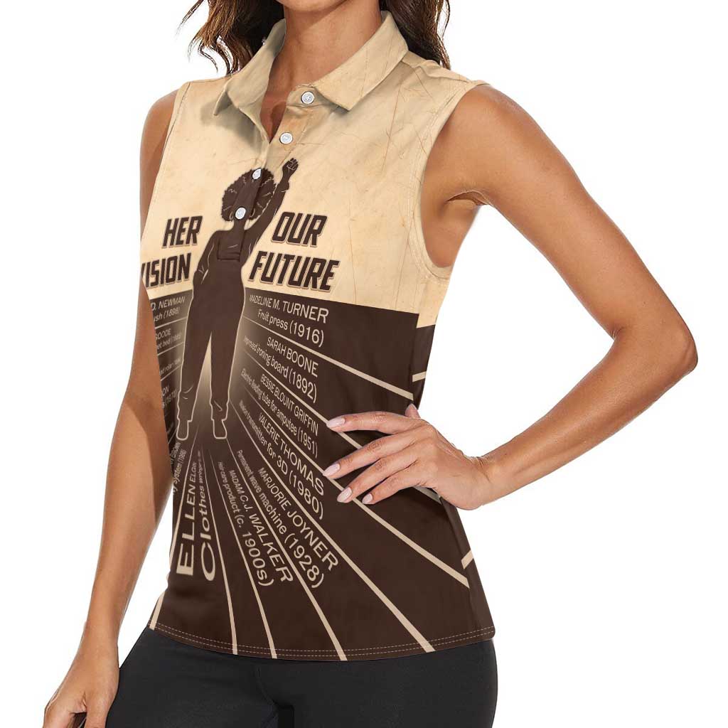 Her Vision Our Future Women Sleeveless Polo Shirt African Influential Black Women Inventors and Pioneers - Wonder Print Shop
