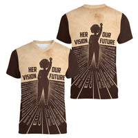 Her Vision Our Future Women V-Neck T-Shirt African Influential Black Women Inventors and Pioneers - Wonder Print Shop