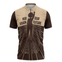 Her Vision Our Future Zipper Polo Shirt African Influential Black Women Inventors and Pioneers - Wonder Print Shop
