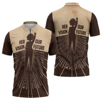 Her Vision Our Future Zipper Polo Shirt African Influential Black Women Inventors and Pioneers - Wonder Print Shop