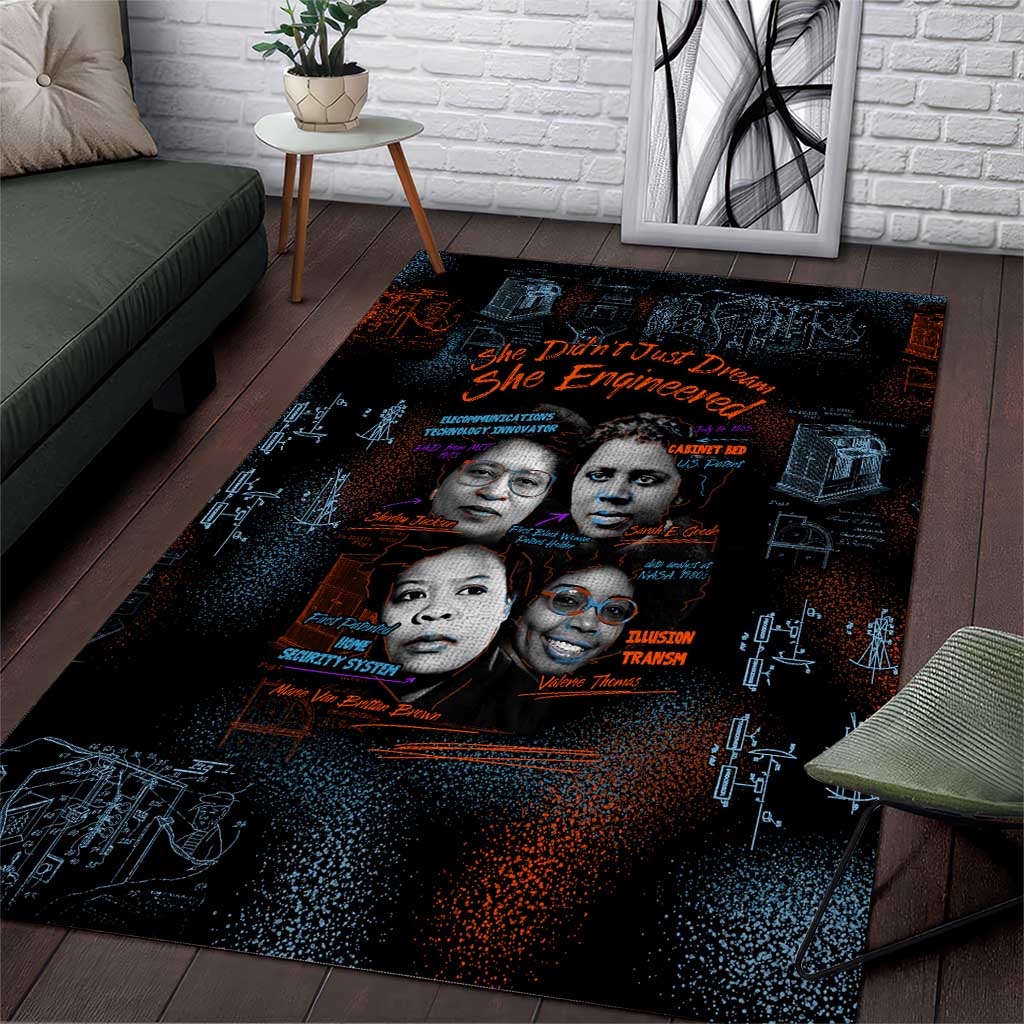 She Didn't Just Dream She Engineered Area Rug African Celebrating Trailblazing Black Women Innovators in Technology and Engineering - Wonder Print Shop