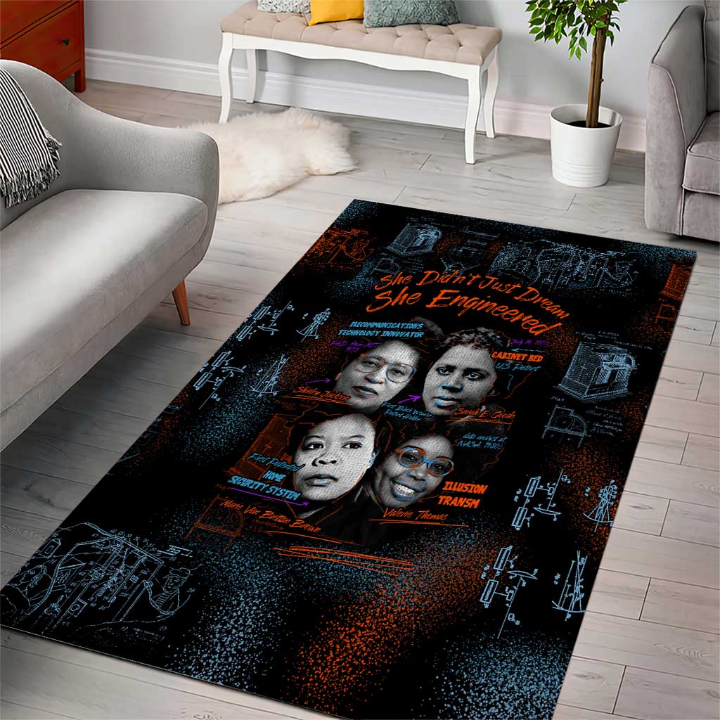 She Didn't Just Dream She Engineered Area Rug African Celebrating Trailblazing Black Women Innovators in Technology and Engineering - Wonder Print Shop