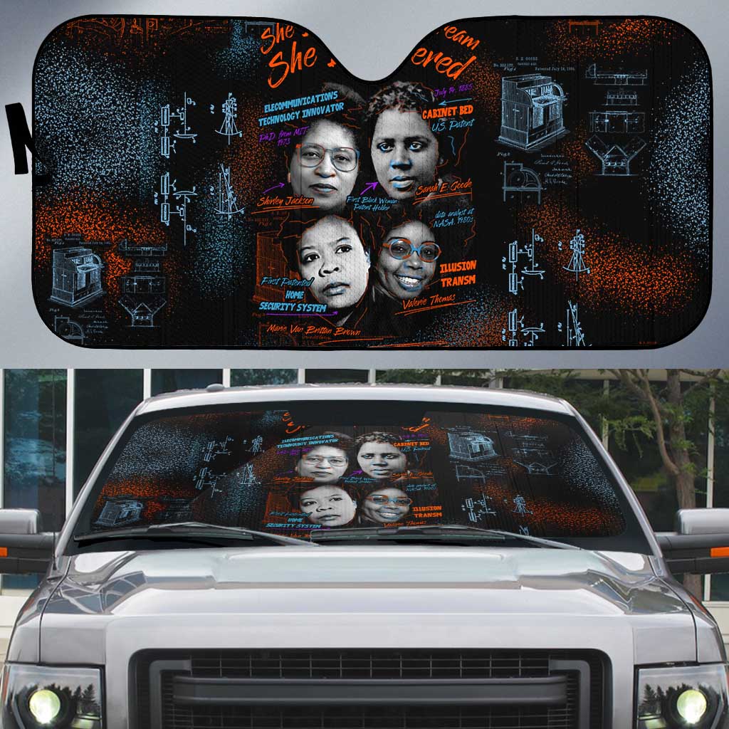 She Didn't Just Dream She Engineered Auto Sun Shade African Celebrating Trailblazing Black Women Innovators in Technology and Engineering - Wonder Print Shop