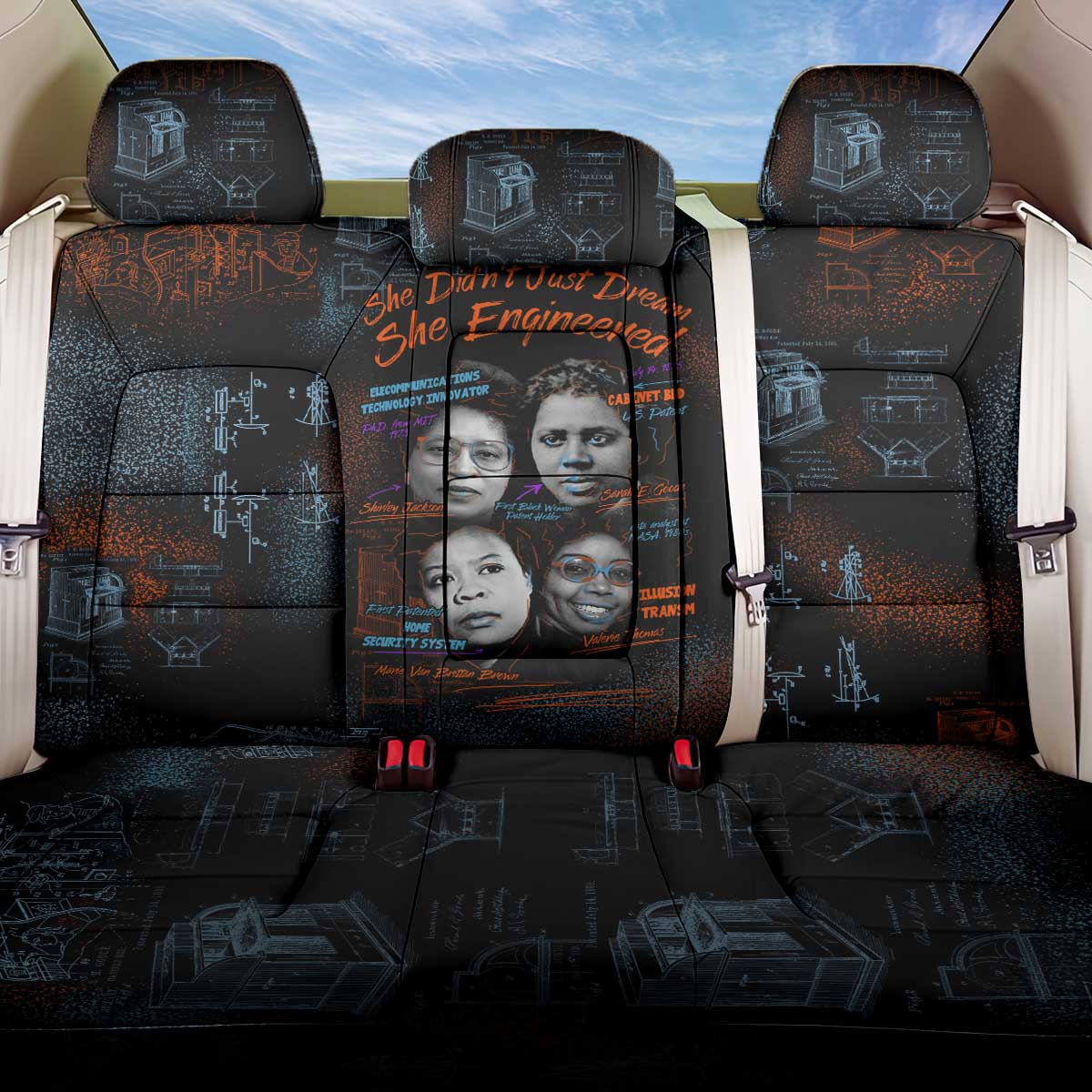 She Didn't Just Dream She Engineered Back Car Seat Cover African Celebrating Trailblazing Black Women Innovators in Technology and Engineering - Wonder Print Shop