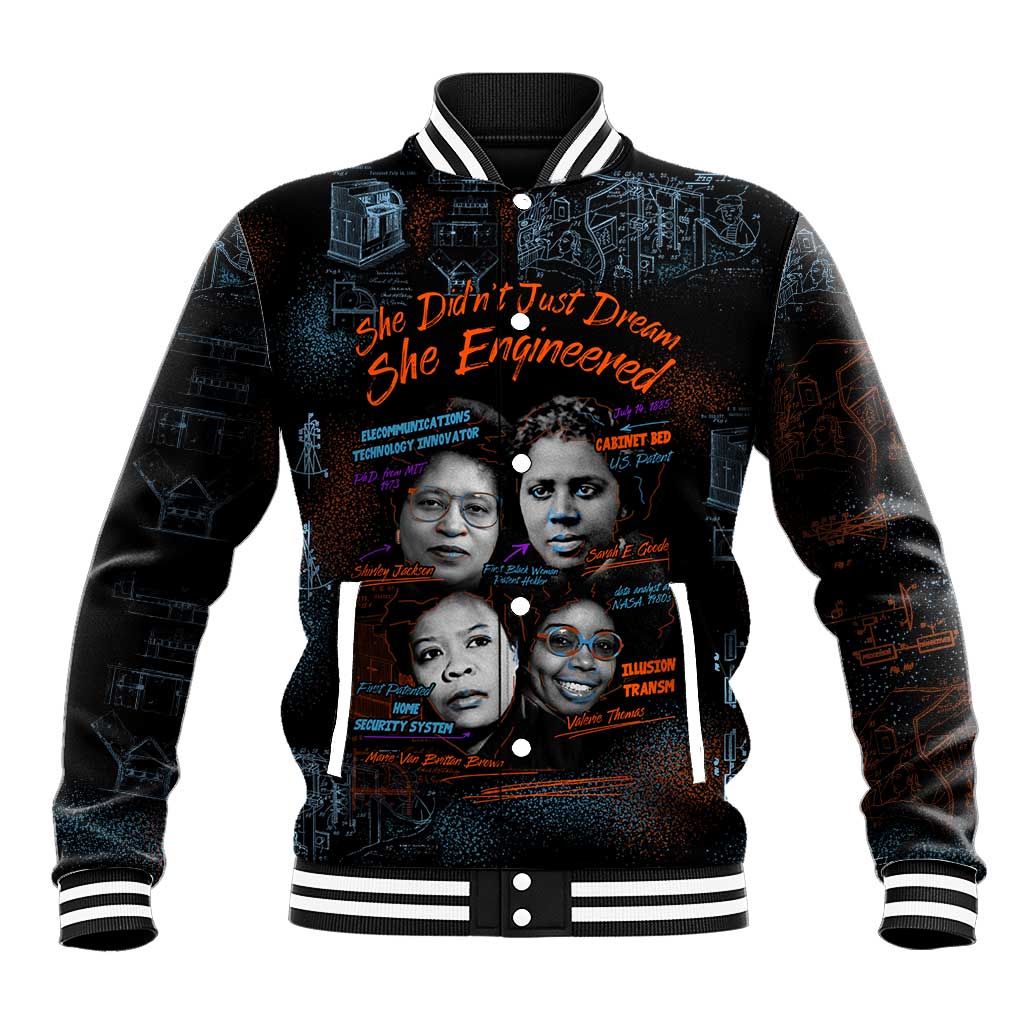 She Didn't Just Dream She Engineered Baseball Jacket African Celebrating Trailblazing Black Women Innovators in Technology and Engineering - Wonder Print Shop