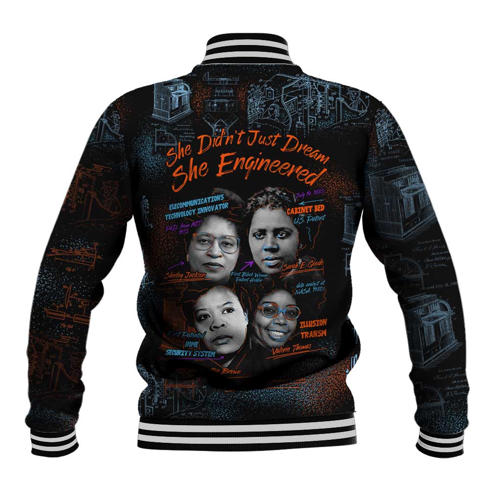 She Didn't Just Dream She Engineered Baseball Jacket African Celebrating Trailblazing Black Women Innovators in Technology and Engineering - Wonder Print Shop