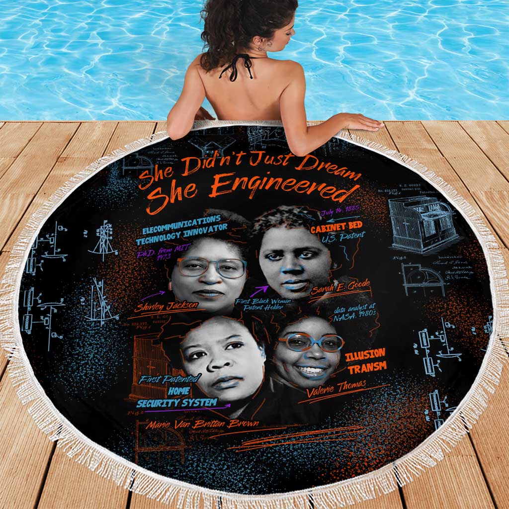 She Didn't Just Dream She Engineered Beach Blanket African Celebrating Trailblazing Black Women Innovators in Technology and Engineering - Wonder Print Shop