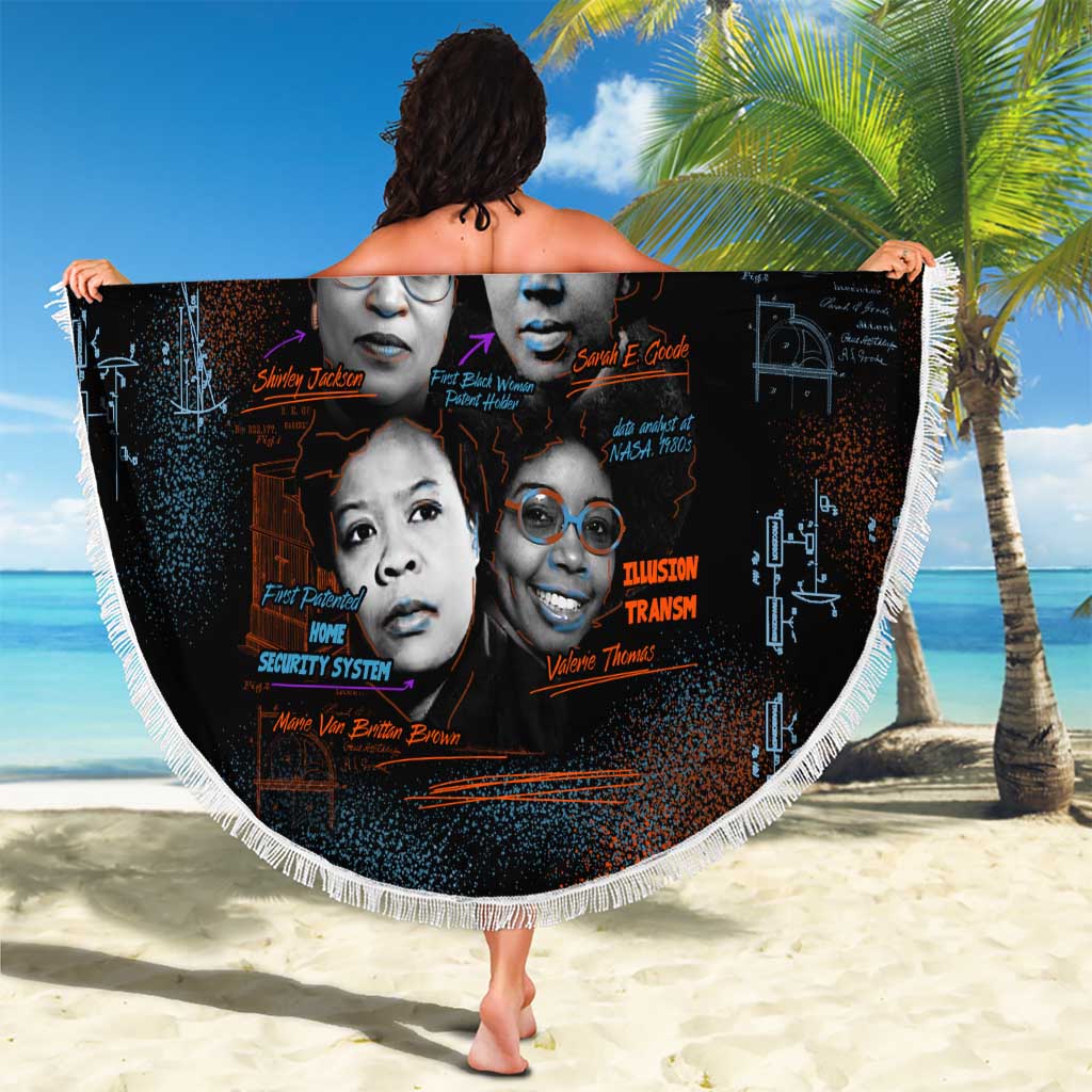 She Didn't Just Dream She Engineered Beach Blanket African Celebrating Trailblazing Black Women Innovators in Technology and Engineering - Wonder Print Shop