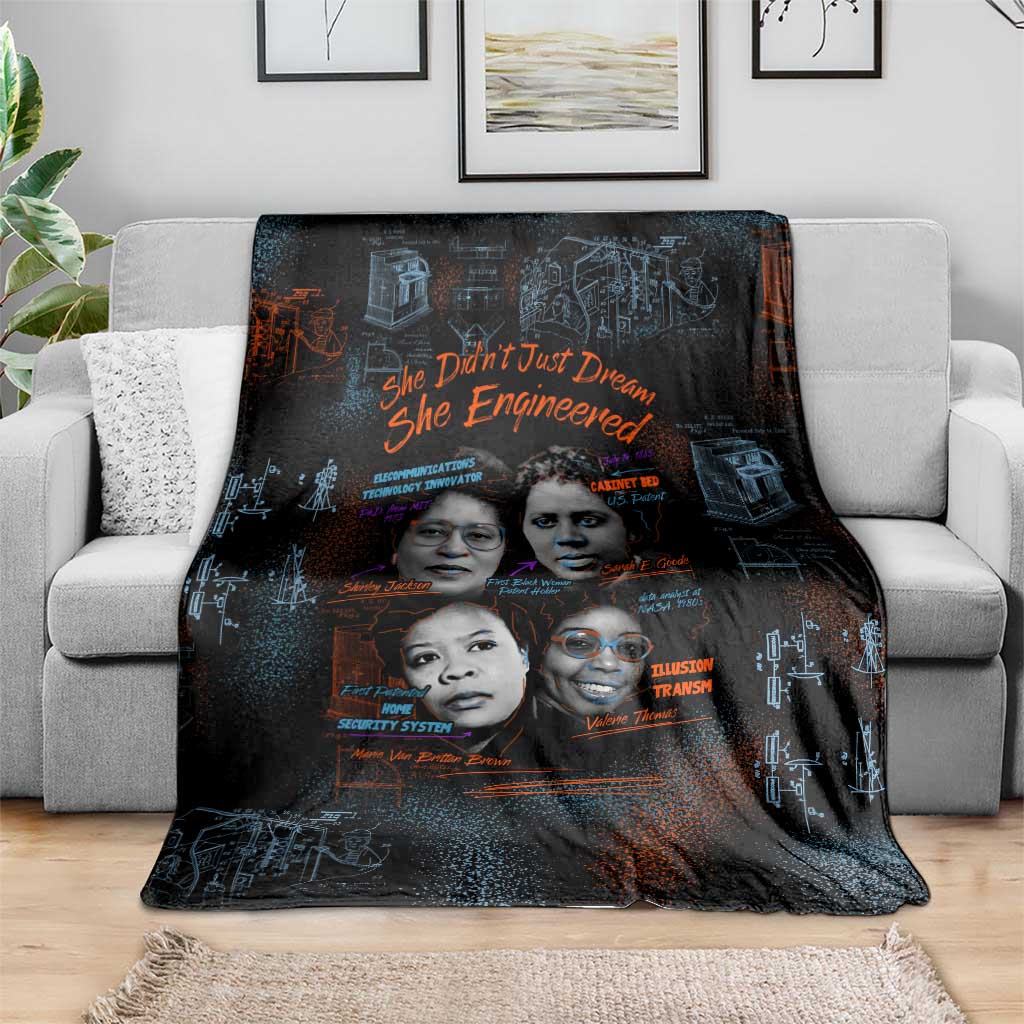 She Didn't Just Dream She Engineered Blanket African Celebrating Trailblazing Black Women Innovators in Technology and Engineering - Wonder Print Shop
