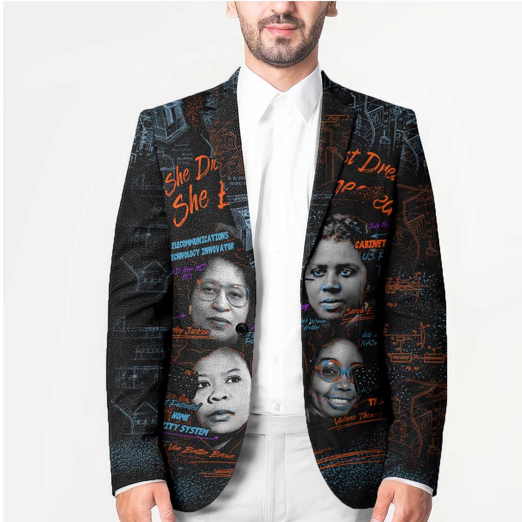 She Didn't Just Dream She Engineered Blazer African Celebrating Trailblazing Black Women Innovators in Technology and Engineering - Wonder Print Shop