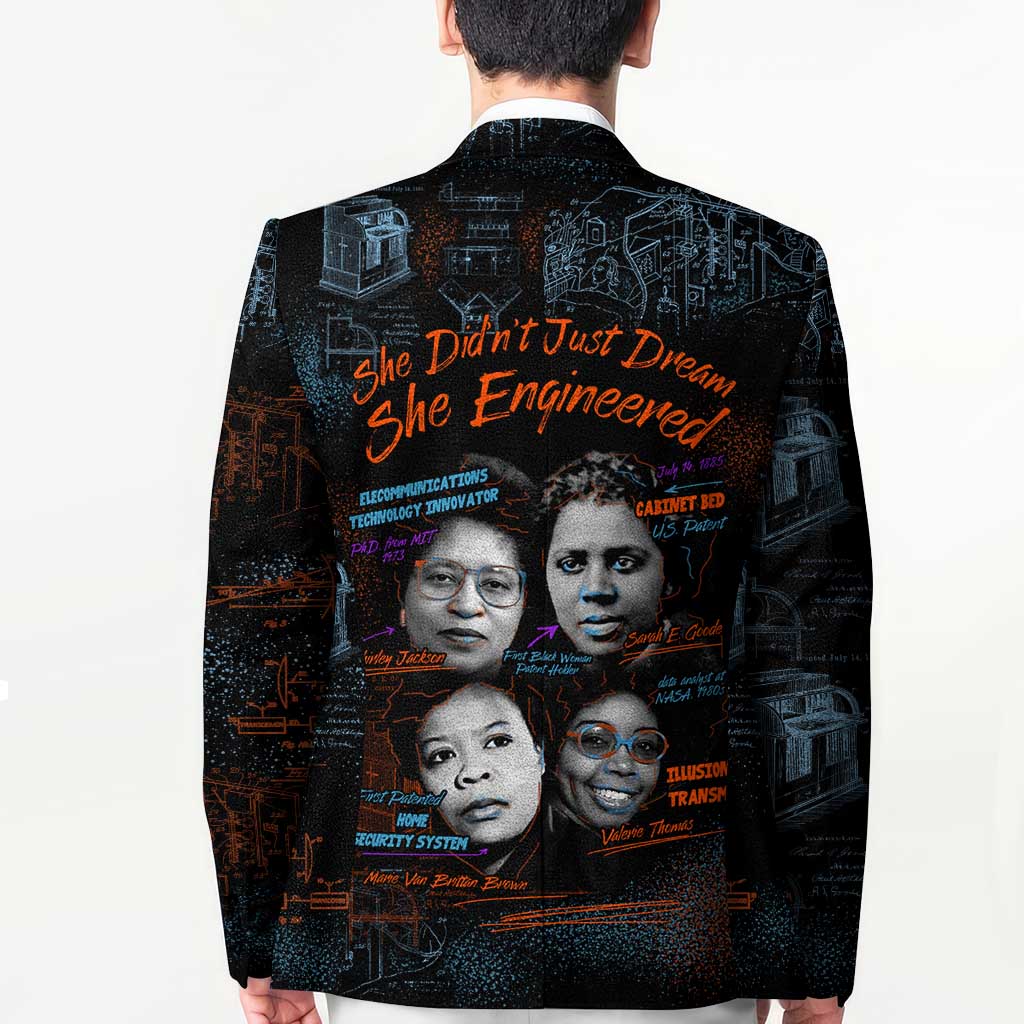 She Didn't Just Dream She Engineered Blazer African Celebrating Trailblazing Black Women Innovators in Technology and Engineering - Wonder Print Shop