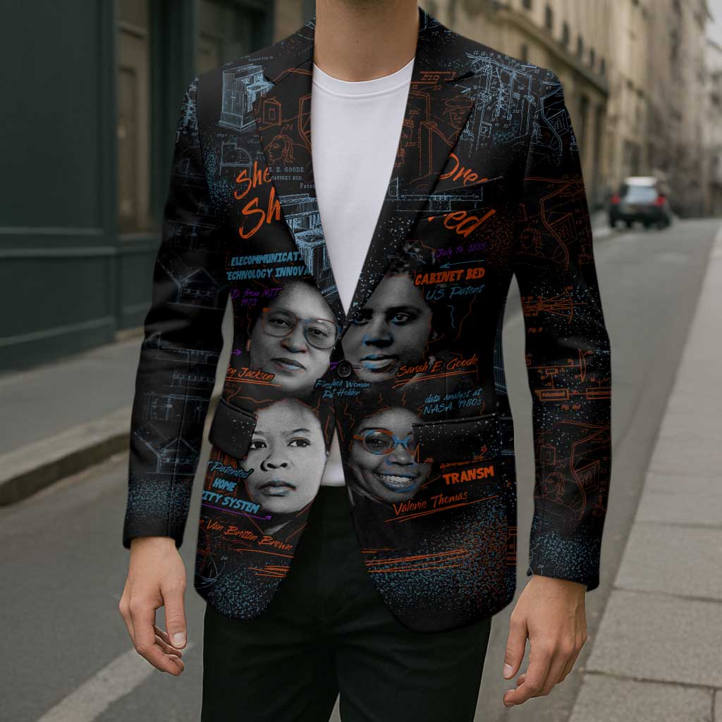 She Didn't Just Dream She Engineered Blazer African Celebrating Trailblazing Black Women Innovators in Technology and Engineering - Wonder Print Shop