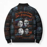 She Didn't Just Dream She Engineered Bomber Puffer Jacket African Celebrating Trailblazing Black Women Innovators in Technology and Engineering - undefined