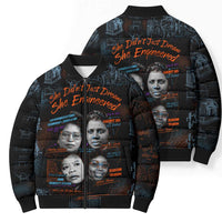 She Didn't Just Dream She Engineered Bomber Puffer Jacket African Celebrating Trailblazing Black Women Innovators in Technology and Engineering - undefined