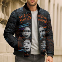 She Didn't Just Dream She Engineered Bomber Puffer Jacket African Celebrating Trailblazing Black Women Innovators in Technology and Engineering - undefined