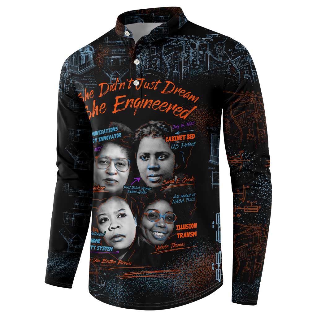 She Didn't Just Dream She Engineered Button Sweatshirt African Celebrating Trailblazing Black Women Innovators in Technology and Engineering - Wonder Print Shop