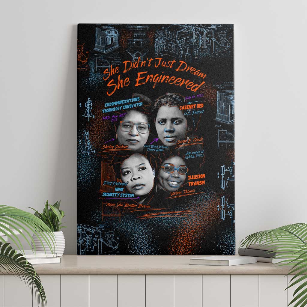She Didn't Just Dream She Engineered Canvas Wall Art African Celebrating Trailblazing Black Women Innovators in Technology and Engineering - Wonder Print Shop