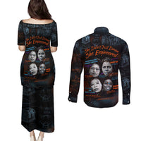 She Didn't Just Dream She Engineered Couples Matching Puletasi and Long Sleeve Button Shirt African Celebrating Trailblazing Black Women Innovators in Technology and Engineering - undefined