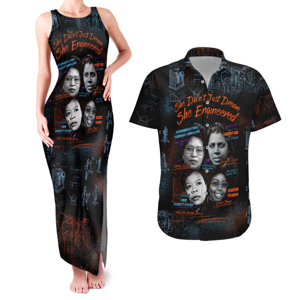 She Didn't Just Dream She Engineered Couples Matching Tank Maxi Dress and Hawaiian Shirt African Celebrating Trailblazing Black Women Innovators in Technology and Engineering - Wonder Print Shop